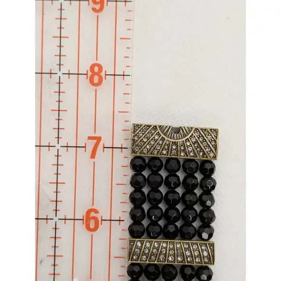Heidi Daus Starburst Watch Black Faceted Beads Swarovski Crystals Art Deco - Picture 7 of 7